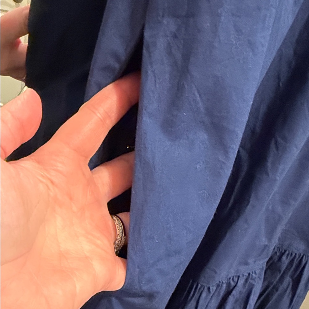 The Drop Sleeveless Navy Maxi Dress with Ruffled Hem XXS - Picture 3 of 7